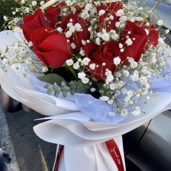 Happiness Flowers - 1 dozen red roses with baby breathe flowers and baby eucalyptus! BEAUTIFUL! - Floral Designers Near Me Happiness Flowers - 1 dozen red roses with baby breathe flowers and baby eucalyptus! BEAUTIFUL! - Floral Designers Near Me
