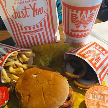 Whataburger - Bacon & cheese Whataburger fries & onion rings with creamy pepper sauce an a sweet tea! - Fast Food Near Me - Fultondale, Alabama