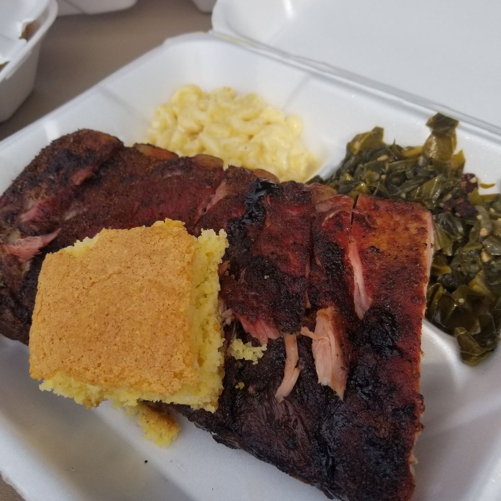 FLX BBQ - a plate of ribs and cornbreads - Barbeque Near Me - Canandaigua, New York