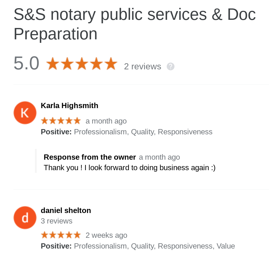 S&S NOTARY PUBLIC SERVICES & DOC PREPARATION Request Consultation
