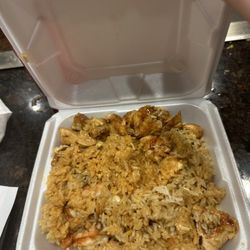 Umami Sushi Lounge & Grill Fusion - Shrimp Fried Rice with Shrimp Hibachi Filet and Chicken Plate