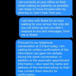 Help auto - Text messages exchanged with business.