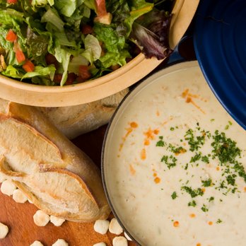 Bluewater Grill - Our award winning Clam Chowder and fresh Sourdough Bread, hot out of the oven! - Seafood Near Me - Carlsbad, California