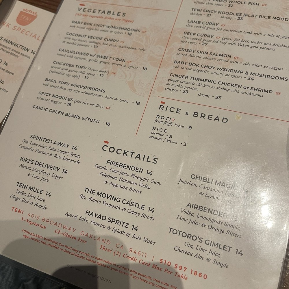 Teni East Kitchen - Cocktails - Burmese Near Me - Oakland, California Teni East Kitchen - Cocktails - Burmese Near Me - Oakland, California