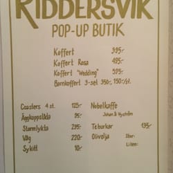 Riddersviks Gård - Prislista på husets lilla pop-up butik