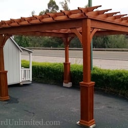 Backyard Unlimited - 12'x12' Wood Traditional Pergola with superior posts and stain