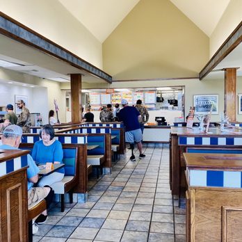 Whataburger - Inside is clean, cozy & classy with wooden booths & lovely shades of blue throughout. So pretty! - Burgers Near Me - Paris, Texas