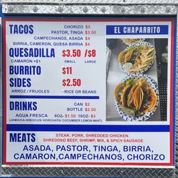 Tacos El Chaparrito - Menu