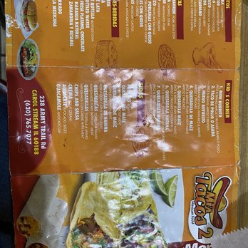 Mis Tacos 2 - a menu for a mexican restaurant - Mexican Near Me - Carol Stream, Illinois