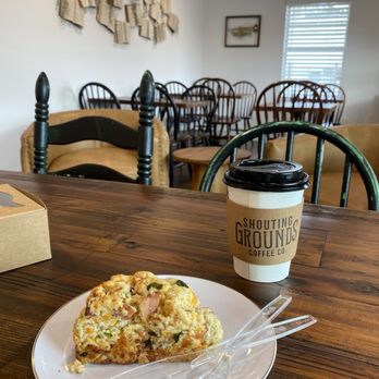 Shouting Grounds Coffee - Bacon cheddar scone ; so good - Coffee & Tea Near Me - New Caney, Texas