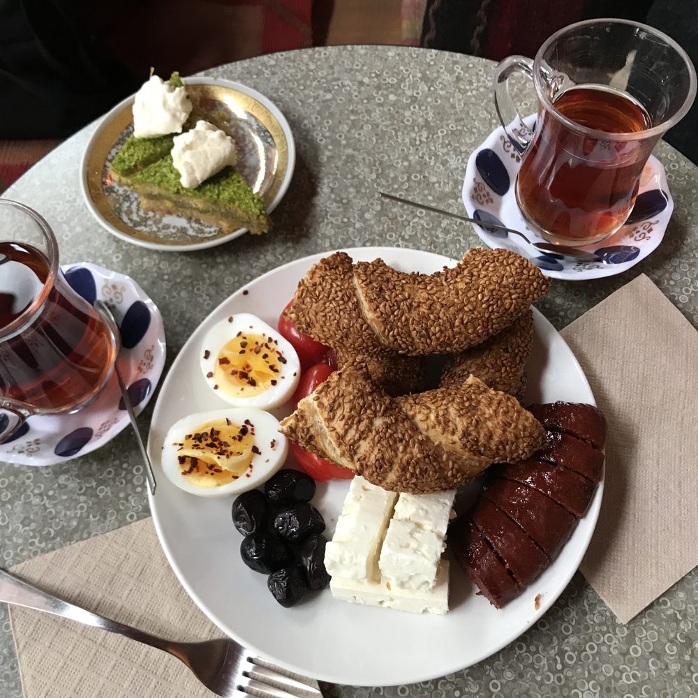 Turkish breakfast with tea and baklava! Turkish breakfast with tea and baklava!