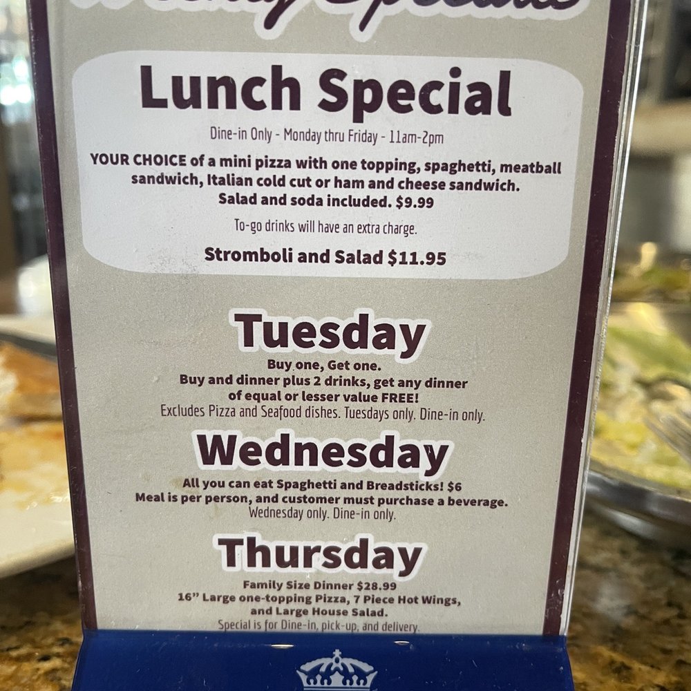 Week Day Specials Week Day Specials