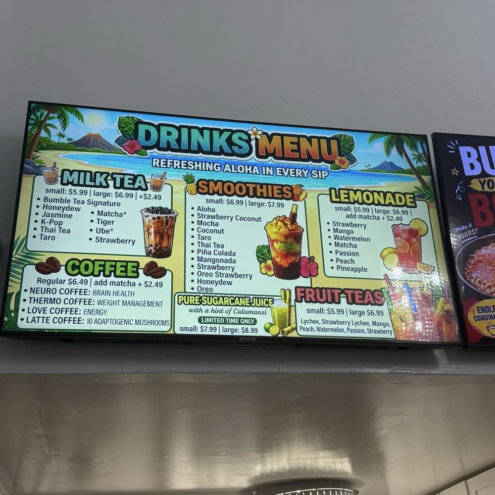 Drinks menu