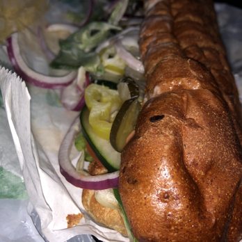 Subway - a large sandwich with pickles and onions - Sandwiches Near Me - Flossmoor, Illinois