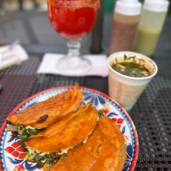 Tacotlan - a plate of quesadillas and a drink - Mexican Near Me - Chicago, Illinois