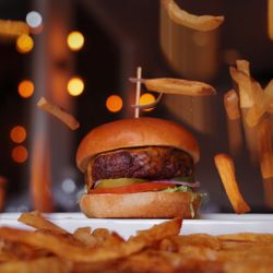 Fair Lawn Fine Dining - Burger with fries falling