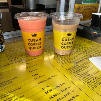 Cuban Coffee Queen Waterfront - Mango mix smoothie and Iced Coffee (Cafe con Leche) - Coffee & Tea Near Me - Key West, Florida