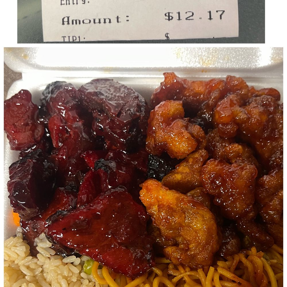 BBQ pork and orange chicken two item combo BBQ pork and orange chicken two item combo