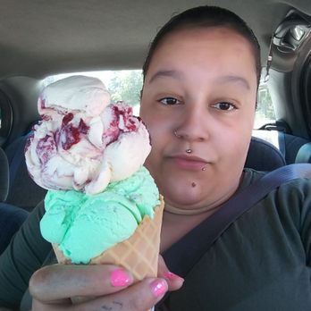 Pepperdock Restaurant - Mountain BlackBerry and pistachio almond on a fresh waffle cone I'm in love - Fish & Chips Near Me - Seattle, Washington