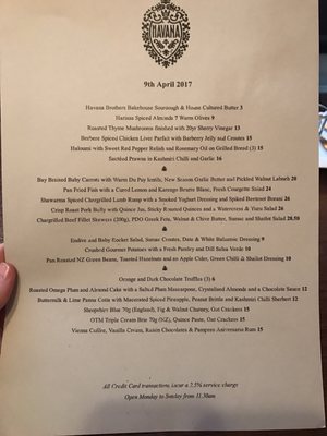 Menu photo 2 Havana Bar Wellington, WGN Menu photo 2 Havana Bar Wellington, WGN