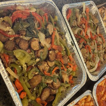 Cafe Assisi - Sausage and peppers 2 half pans - Italian Near Me - Wrentham, Massachusetts