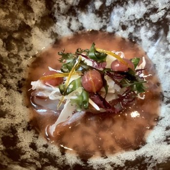 Lorea - Crudo with watermelon water and yuzu drops - Signature Cuisine Near Me - México, D.F., DIF Lorea - Crudo with watermelon water and yuzu drops - Signature Cuisine Near Me - México, D.F., DIF