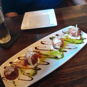Houston's Restaurant - Eggplant meatball appetizer - American Near Me - Pompano Beach, Florida Houston's Restaurant - Eggplant meatball appetizer - American Near Me - Pompano Beach, Florida