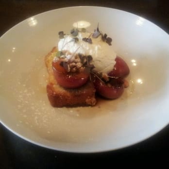 Three Three Five - balsamic roasted purple apricots / mint / walnuts / whipped creme fraiche - Personal Chefs Near Me - Green Bay, Wisconsin
