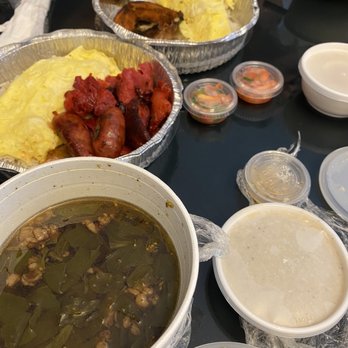 Uncle Mike's Place - Milk fish combo and longanisa and tocino combo to go. Complimentary beef soup and cheese grits (we think) with our order (not a menu item) - Breakfast & Brunch Near Me - Chicago, Illinois Uncle Mike's Place - Milk fish combo and longanisa and tocino combo to go. Complimentary beef soup and cheese grits (we think) with our order (not a menu item) - Breakfast & Brunch Near Me - Chicago, Illinois
