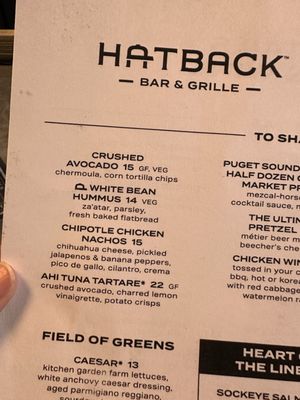 Menu photo 3 Hatback Bar & Grille Seattle, WA