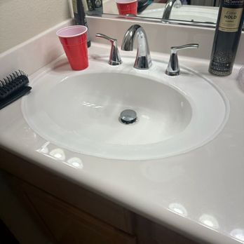 OSP Plumbing & Rooter - Here is the now. Unmatched finish of the sink in question. It looks okay at first glance. But the next photos show the lack of patience. - Plumbing Near Me OSP Plumbing & Rooter - Here is the now. Unmatched finish of the sink in question. It looks okay at first glance. But the next photos show the lack of patience. - Plumbing Near Me