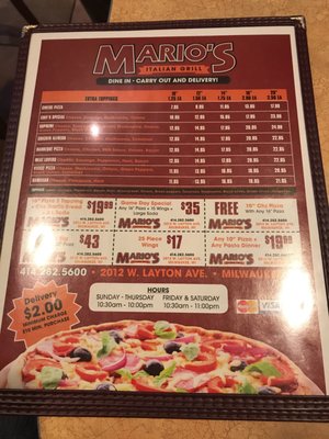 Menu photo 2 Mario's Italian Grill Milwaukee, WI Menu photo 2 Mario's Italian Grill Milwaukee, WI