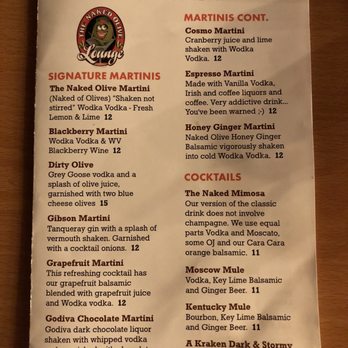 The Naked Olive Lounge - Drink Menu - Lounges Near Me - Berkeley Springs, West Virginia