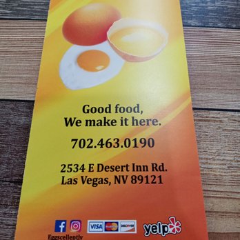 Eggscellent - Cover of Menu - Breakfast & Brunch Near Me - Las Vegas, Nevada