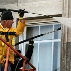 TJ Mechanical - TJ Mechanical can power wash exteriors and sidewalks.