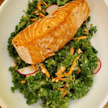 Limonada Bar + Brunch - Salmon Kale Salad. Gorgeous - Breakfast & Brunch Near Me - Miami Beach, Florida Limonada Bar + Brunch - Salmon Kale Salad. Gorgeous - Breakfast & Brunch Near Me - Miami Beach, Florida
