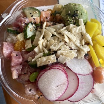 Pokemoto - a bowl of food on a table - Poke Near Me - Narragansett, Rhode Island