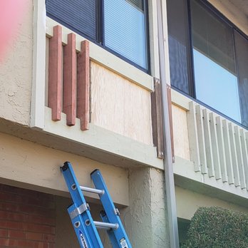 Baron Construction and Remodeling - Repair in progress. It was matched to the original style on the right side of the picture, per our HOA rules. - General Contractors Near Me - Saratoga, California