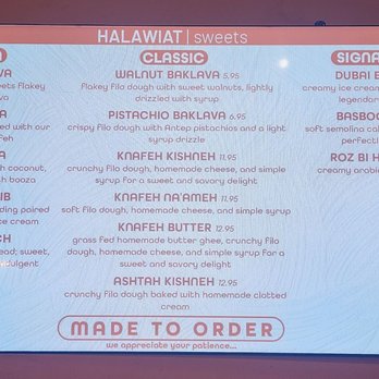 Filo Dessert - menu as of 5/13/25 - Desserts Near Me - Orange, California