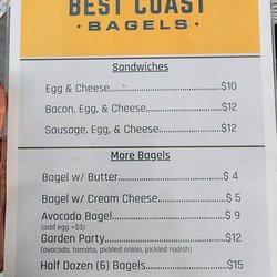 Best Coast Bagels - Menu 11/22