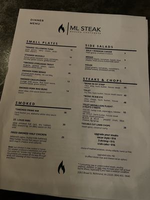 Menu photo 6 ML Steak Modern Chophouse Richmond, VA Menu photo 6 ML Steak Modern Chophouse Richmond, VA