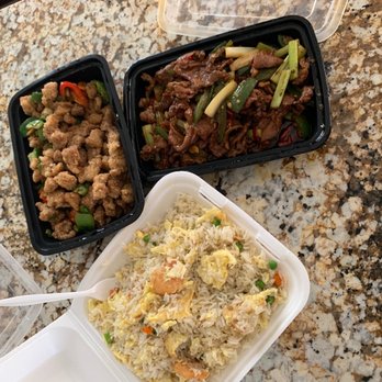 Min's Dumpling House - Shrimp fried rice salt and pepper chicken hunan Style beef - Dim Sum Near Me - Corona, California