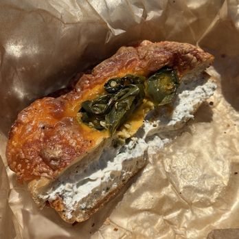 Jack's Bistro & Famous Bagels - Cheddar cheese and jalapeño bagel with garlic herb cream cheese - Bagels Near Me - Carpinteria, California Jack's Bistro & Famous Bagels - Cheddar cheese and jalapeño bagel with garlic herb cream cheese - Bagels Near Me - Carpinteria, California