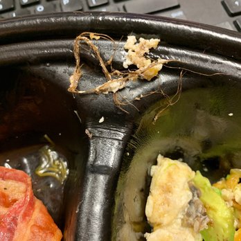 Denny's - This was in my eggs. Not sure what it is but it looks like a clump of hair. I eat here a lot but this will definitely be my last time. - Diners Near Me - Victorville, California