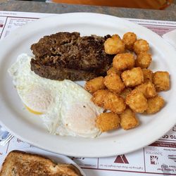 Doe Doe's Diner - Meatloaf, eggs, and tater tots