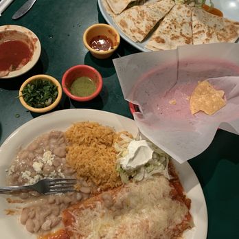 Altamiranos - Enchiladas Verdes (vegetarian) and Vegetarian Quesadilla - Mexican Near Me - Goleta, California