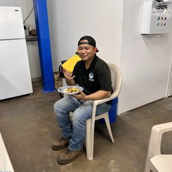 Adrian’s Ono Grindz - Satisfied customer enjoying an Adrian's famous ceviche tostada