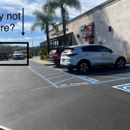 New handicap parking next to curb, and very small spaces. Horrible spot . Do better Applebee's. New handicap parking next to curb, and very small spaces. Horrible spot . Do better Applebee's.