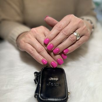 MKJ Nails - Bold hot pink perfection with a sleek, confident luxury finish. - Waxing Near Me - Hilliard, Ohio