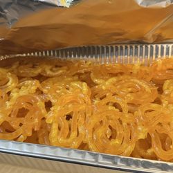 Rangoli Sweets - A full tray of Jalibi we ordered for our party! They were amazing!!